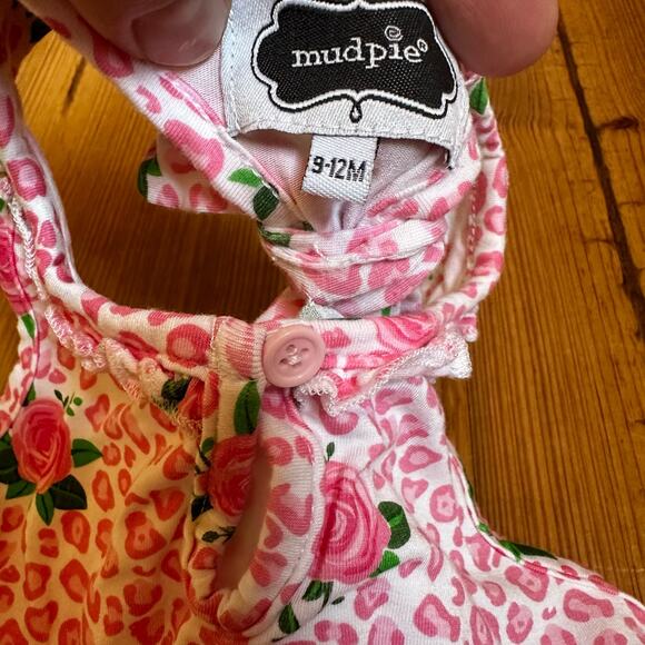 Mudpie pink cheetah floral tutu tank one-piece SIZE 9-12M - Picture 2 of 4